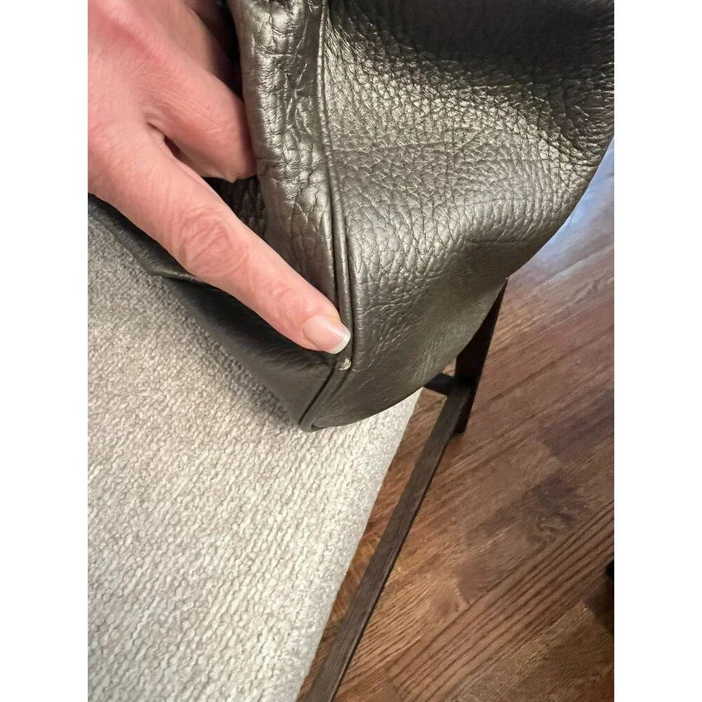 MCM Pebbled Leather Gray Satchel Bag